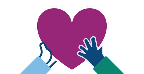 Two hands are holding a heart.