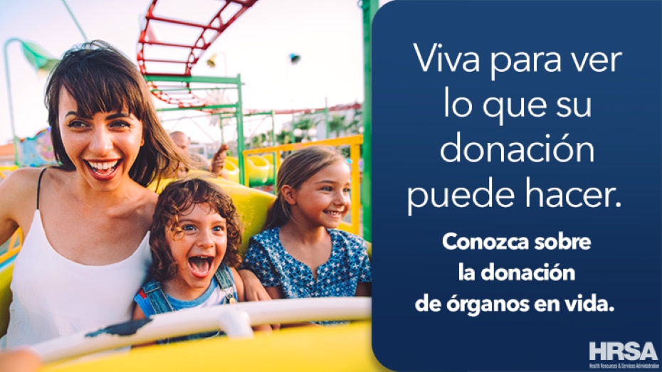 Comparte este gráfico de las redes sociales para mostrar a sus seguidores dónde pueden ir para obtener información sobre la donación de órganos en vida.