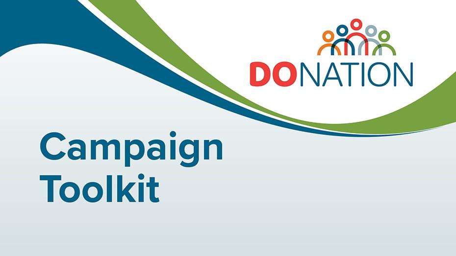 Un gráfico que dice: "Kit de herramientas para la campaña DoNation"
