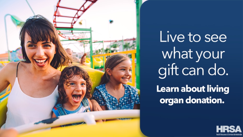 Share this social media graphic to show your followers where they can go to learn about living organ donation.