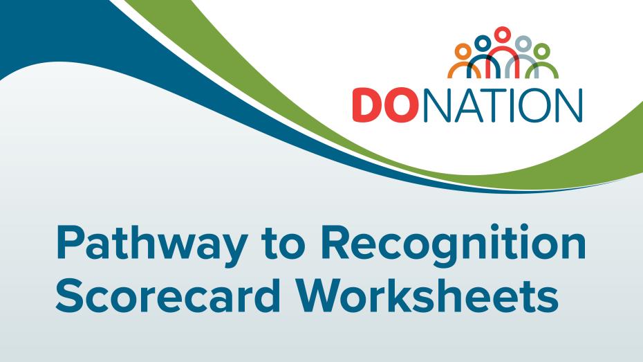 Hojas de trabajo de la tarjeta de puntuación del camino hacia el reconocimiento de DoNation