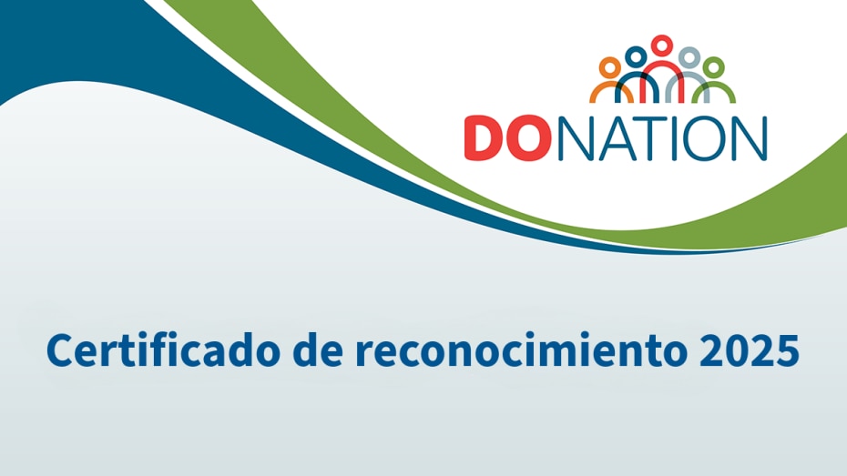 Text reads "DoNation Certificado de reconocimiento 2025"